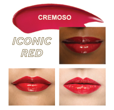Mary Kay Unlimited™ Lip Gloss en Iconic Red en tonos de piel marfil, beige y bronce 