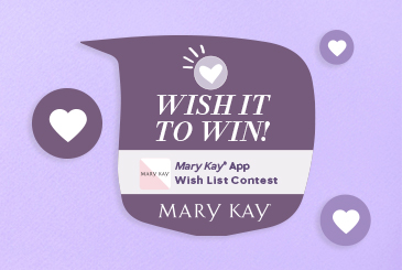 Hands holding a smartphone that features the  Mary Kay® App, all set against a pink background 
