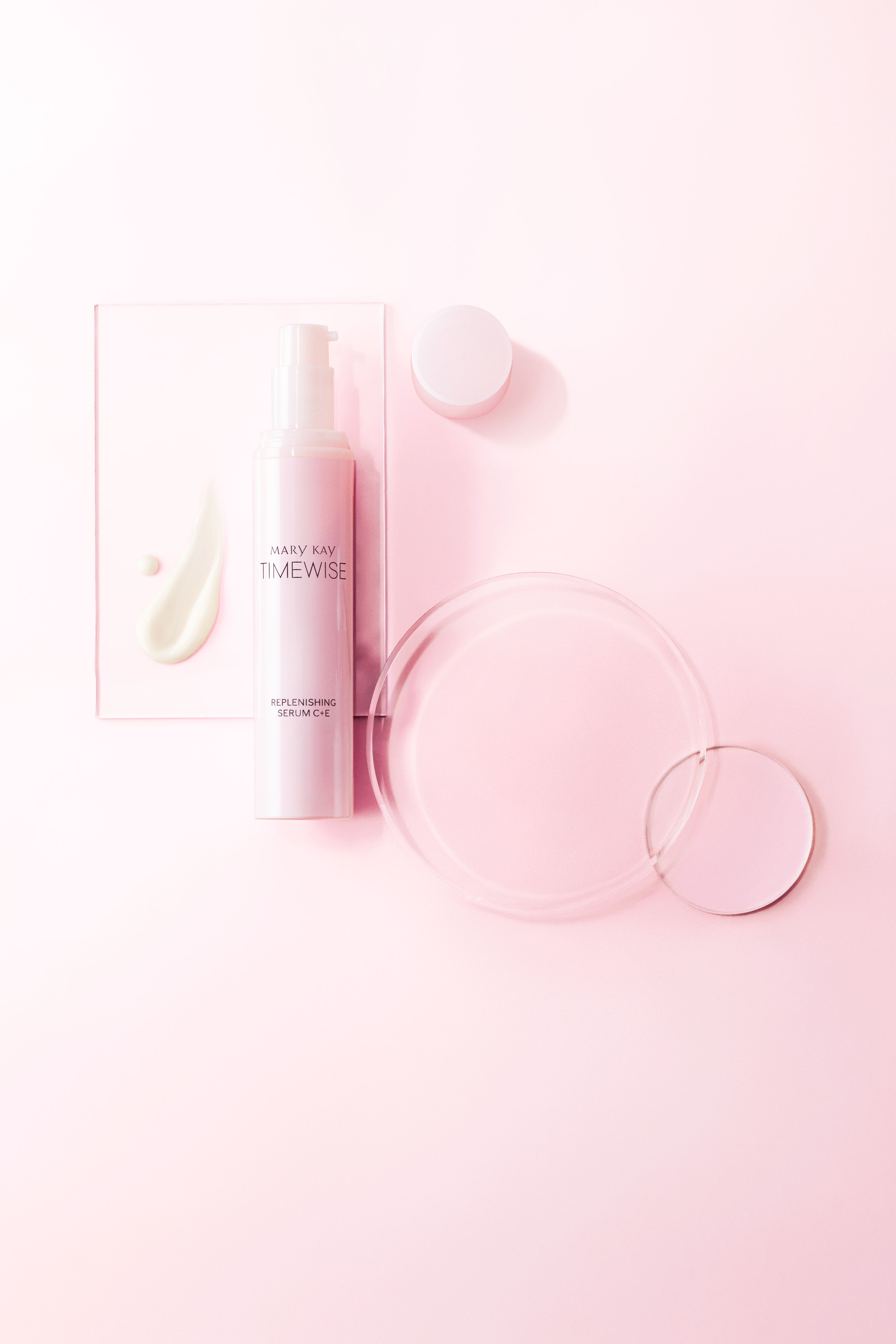 Mary Kay TimeWise serums against pink background