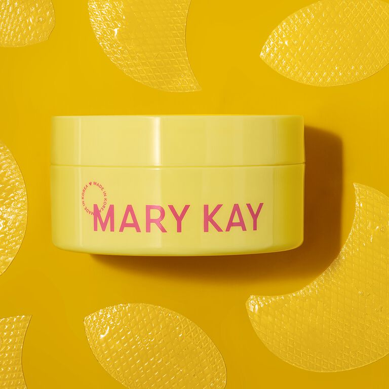 Frasco amarillo de Snail Gel Face Patches rodeado de parches faciales amarillos 